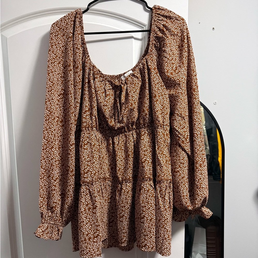 Brown Floral Women's Blouse